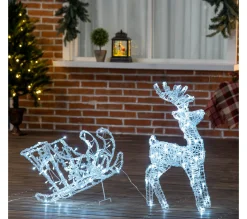 Fashion OUTSUNNY Silhouette Renne Lumineux Avec Traineau 120 Led Blanc Froid