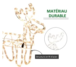 Cheap OUTSUNNY Silhouette Renne Lumineux Avec Traineau 192 Led Blanc Chaud