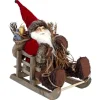 Outlet * Pere Noël Sur Luge "Soir" 28Cm Rouge Et Marron
