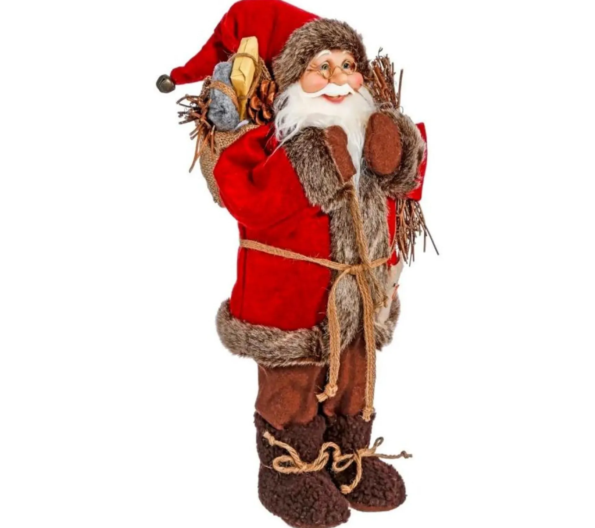 Shop * Pere Noël Traditionnel "Soir" 30Cm Rouge Et Marron