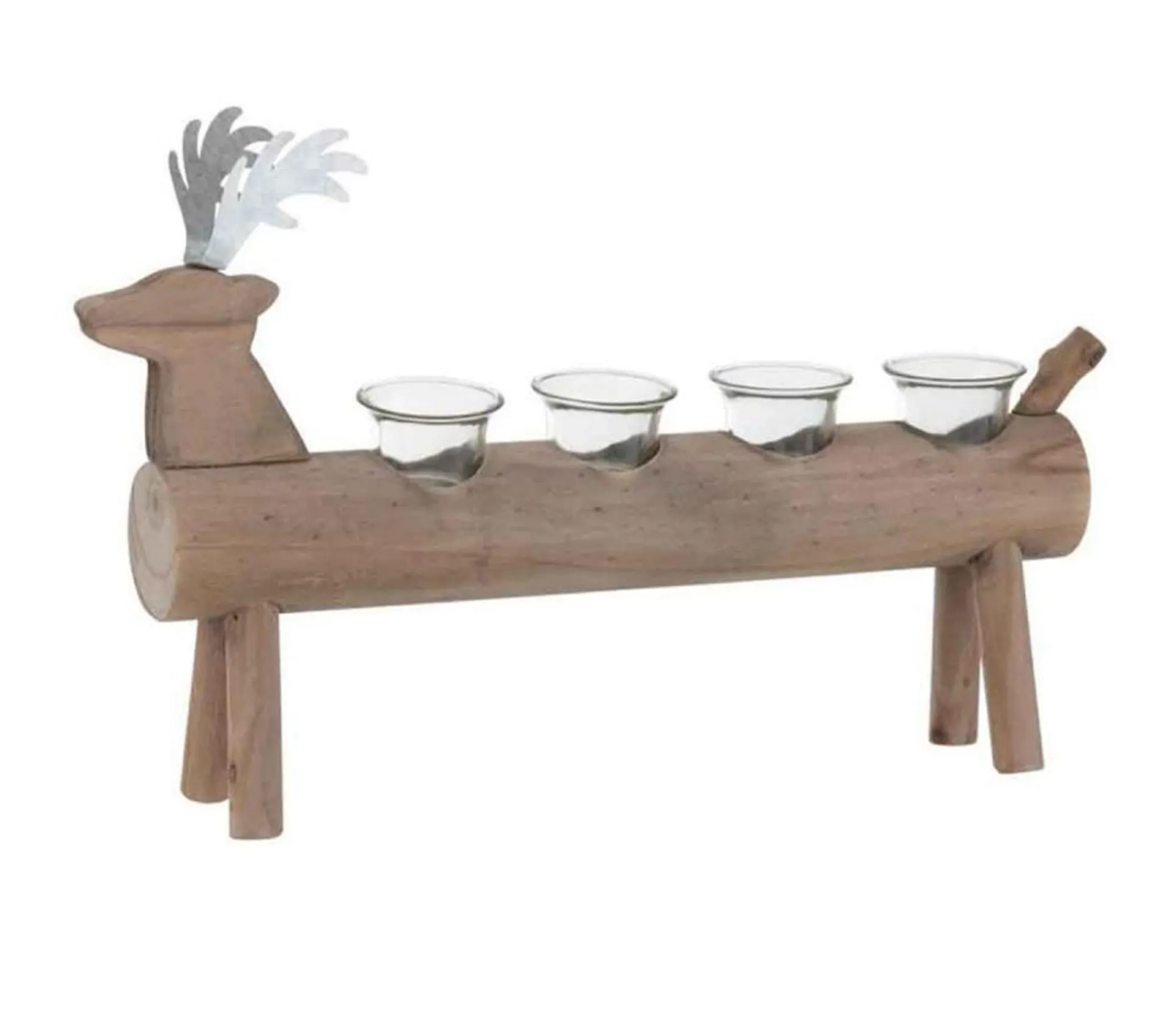 Online * Photophore 4 Supports En Bois "Cerf" 47Cm Marron