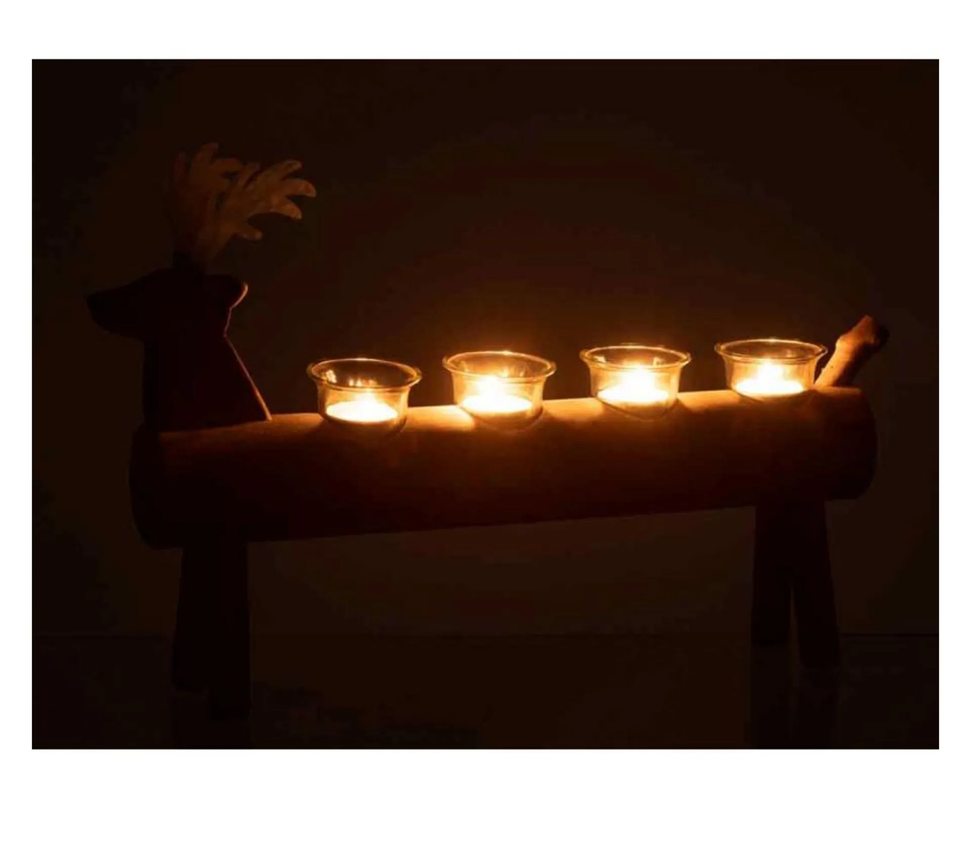 Online * Photophore 4 Supports En Bois "Cerf" 47Cm Marron