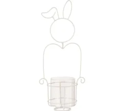 Flash Sale * Photophore Déco En Metal "Lapin" 41Cm Blanc