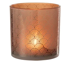 Best Sale * Photophore Déco En Verre "Arc" 15Cm Orange