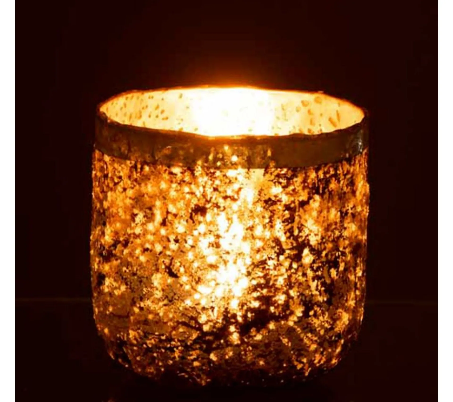 New * Photophore Déco En Verre "Frosty" 13Cm Rose