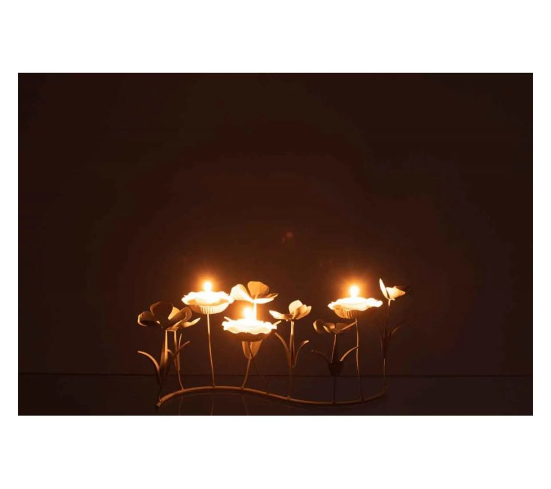 Best Sale * Photophore Design "Bougies Fleurs" 44Cm Blanc