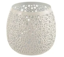 Outlet * Photophore Design En Metal "Perfore" 12Cm Blanc