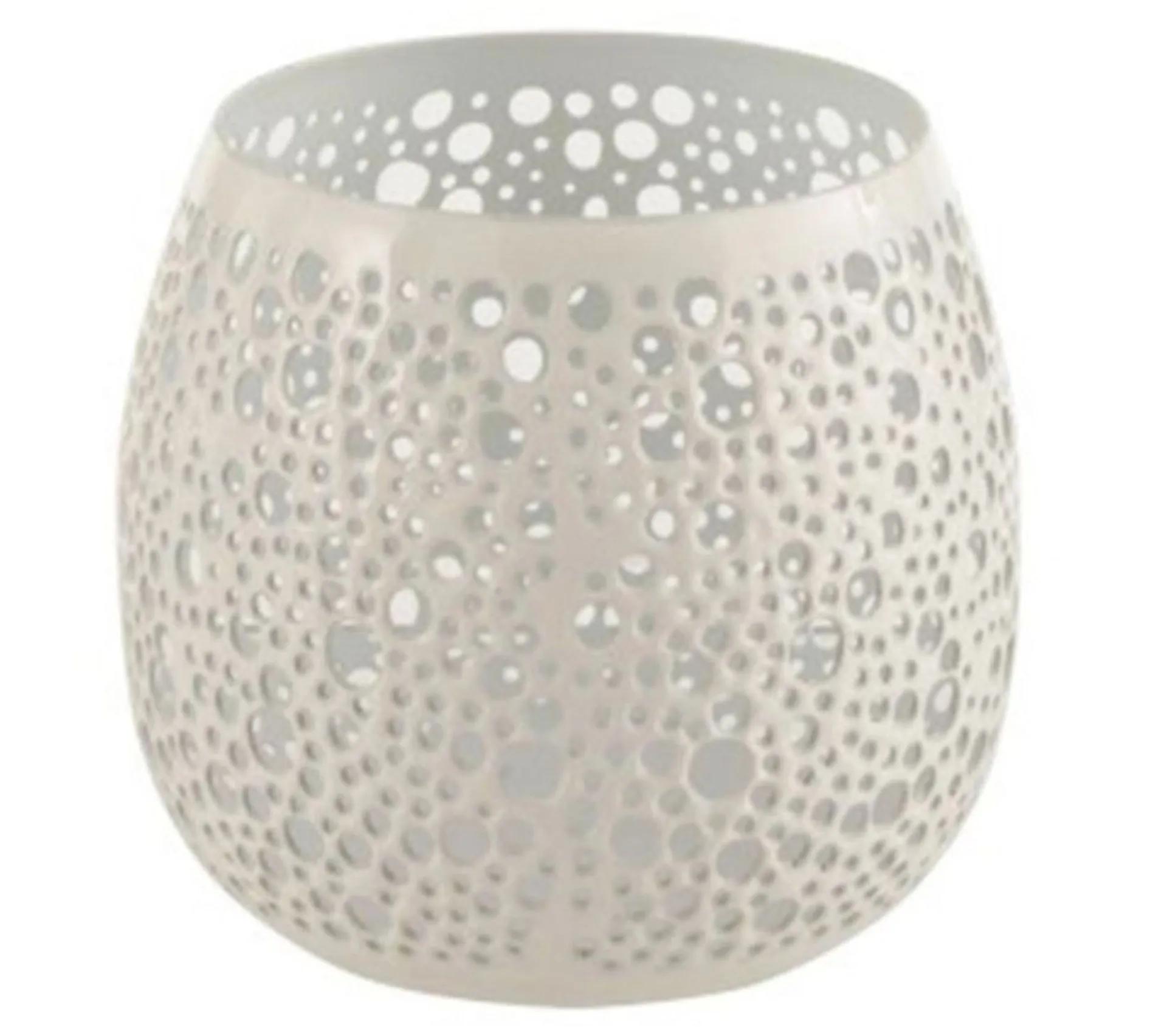 Outlet * Photophore Design En Metal "Perfore" 12Cm Blanc