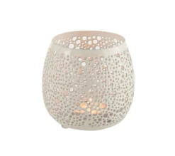 Outlet * Photophore Design En Metal "Perfore" 12Cm Blanc