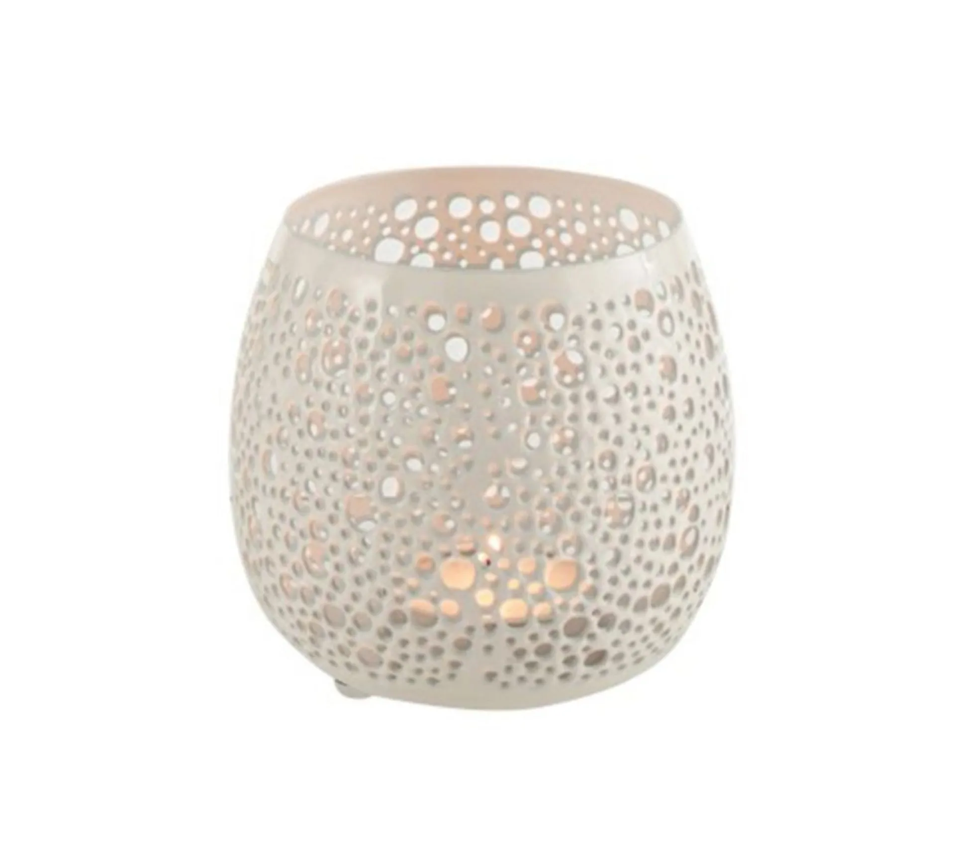 Outlet * Photophore Design En Metal "Perfore" 12Cm Blanc