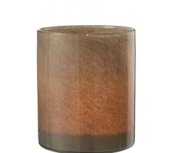 Sale * Photophore Design En Verre "Jade" 18Cm Marron