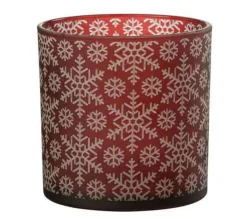 Discount * Photophore Design En Verre "Neige" 15Cm Rouge