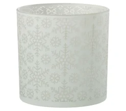 Hot * Photophore Design En Verre "Neige" 15Cm Blanc