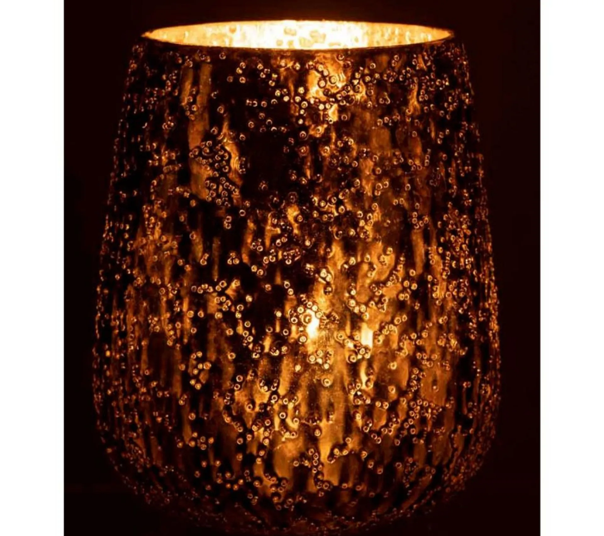 Hot * Photophore Design En Verre "Lise" 21Cm Marron