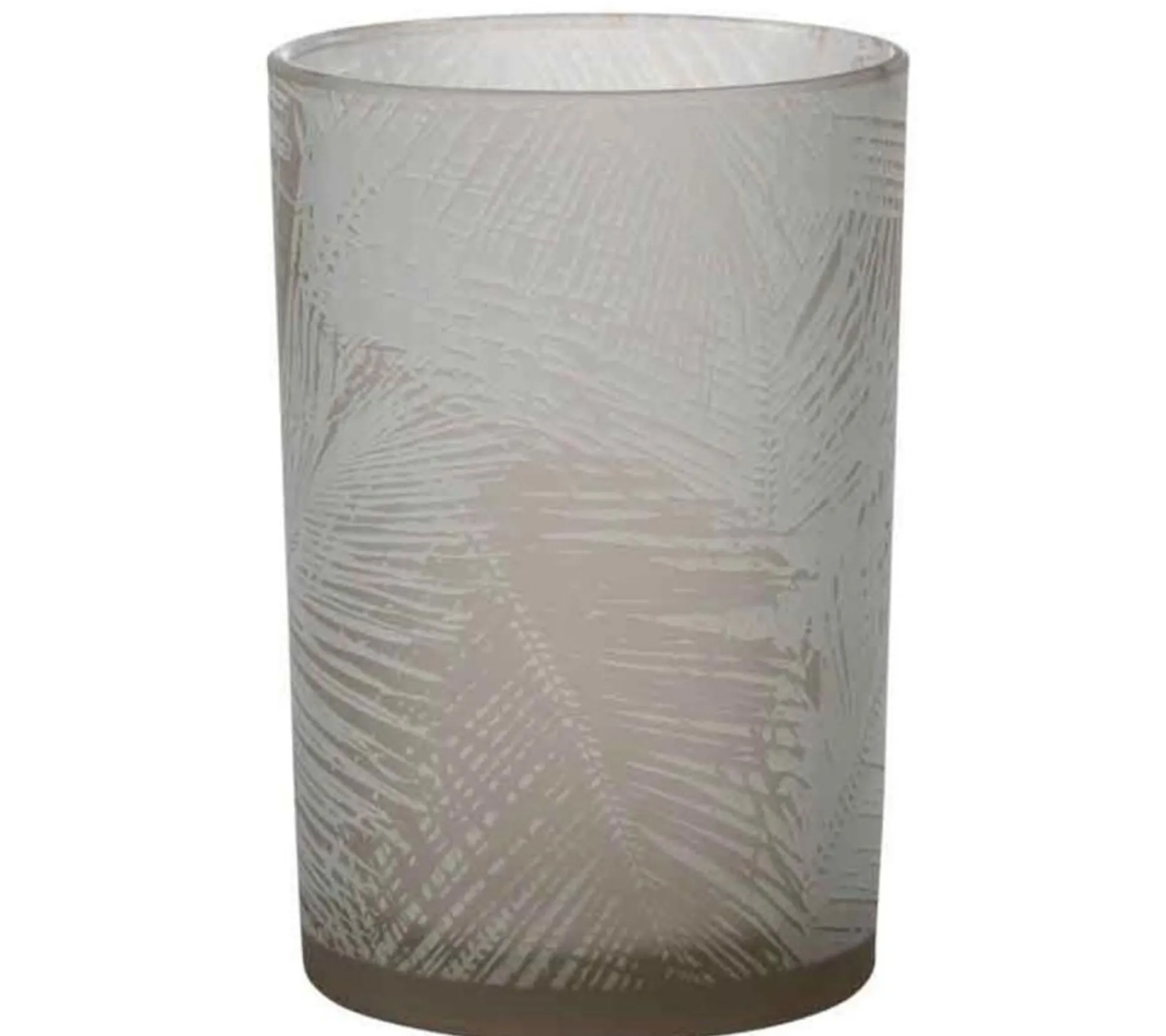 Sale * Photophore Design En Verre "Feuilles" 18Cm Beige