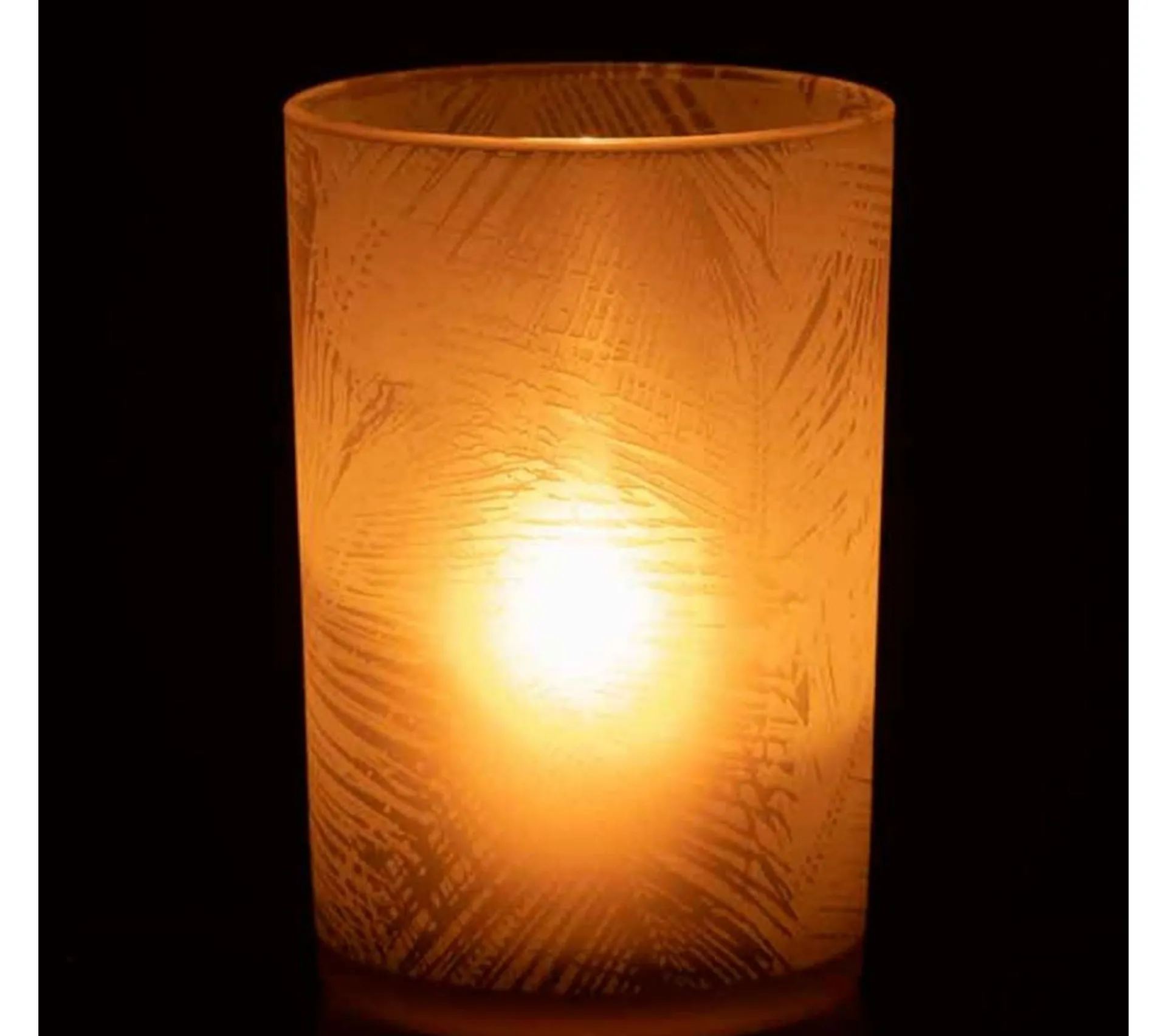 Sale * Photophore Design En Verre "Feuilles" 18Cm Beige