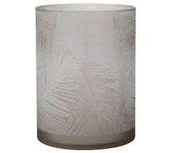 Online * Photophore Design En Verre "Feuilles" 24Cm Beige