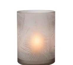 Online * Photophore Design En Verre "Feuilles" 24Cm Beige