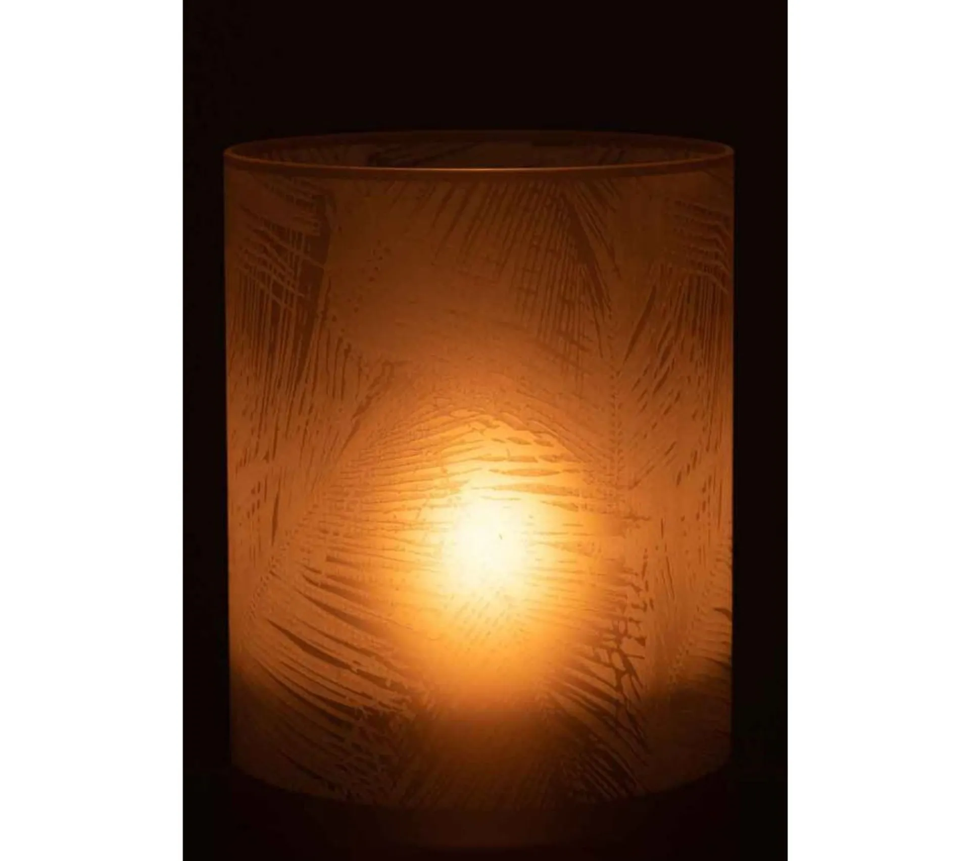 Online * Photophore Design En Verre "Feuilles" 24Cm Beige