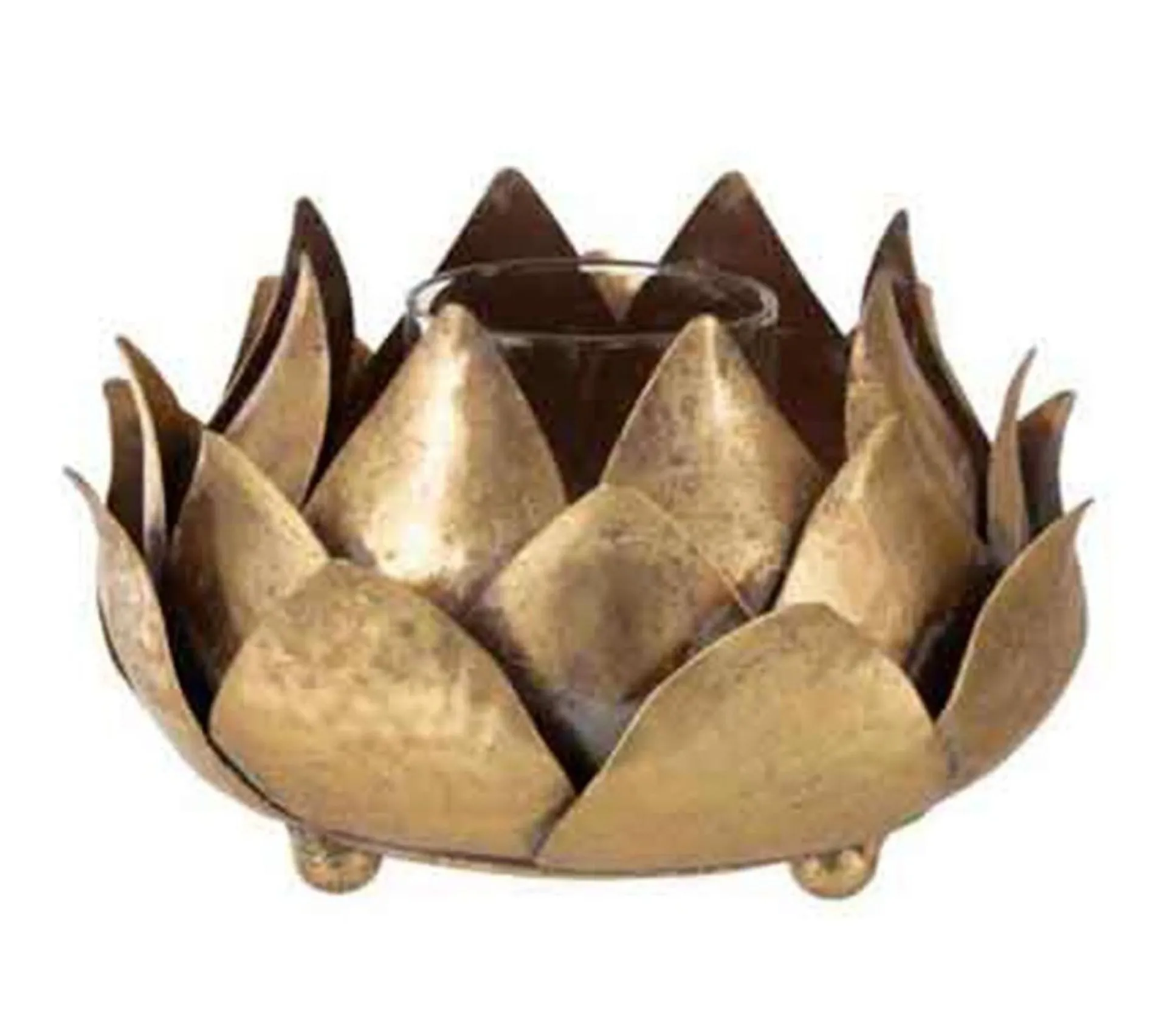 Store * Photophore Design "Fleur De Lotus" 17Cm Or