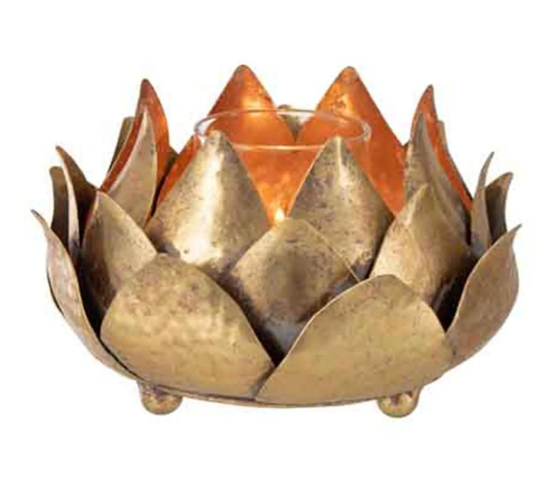 Store * Photophore Design "Fleur De Lotus" 17Cm Or