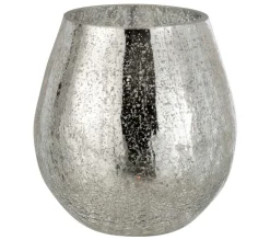 Hot * Photophore Design "Oeuf Craquele" 17Cm Argent