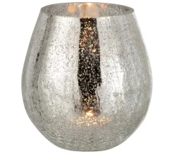 Hot * Photophore Design "Oeuf Craquele" 17Cm Argent