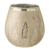 Store * Photophore Design Rond "Feuilles" 18Cm Argent