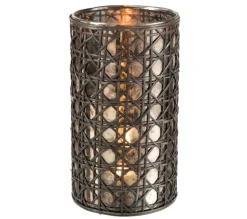 Sale * Photophore Design Rotin Et Verre 
