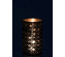 Sale * Photophore Design Rotin Et Verre 