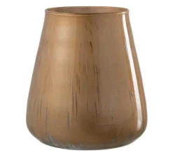 Fashion * Photophore En Verre "Antique" 17Cm Marron Cognac
