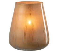 Fashion * Photophore En Verre "Antique" 17Cm Marron Cognac