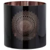 Clearance * Photophore En Verre "Boho" 20Cm Noir Et Cuivre