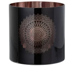 Clearance * Photophore En Verre "Boho" 20Cm Noir Et Cuivre