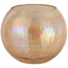 Discount * Photophore En Verre "Boule Craquelee" 20Cm Ambre