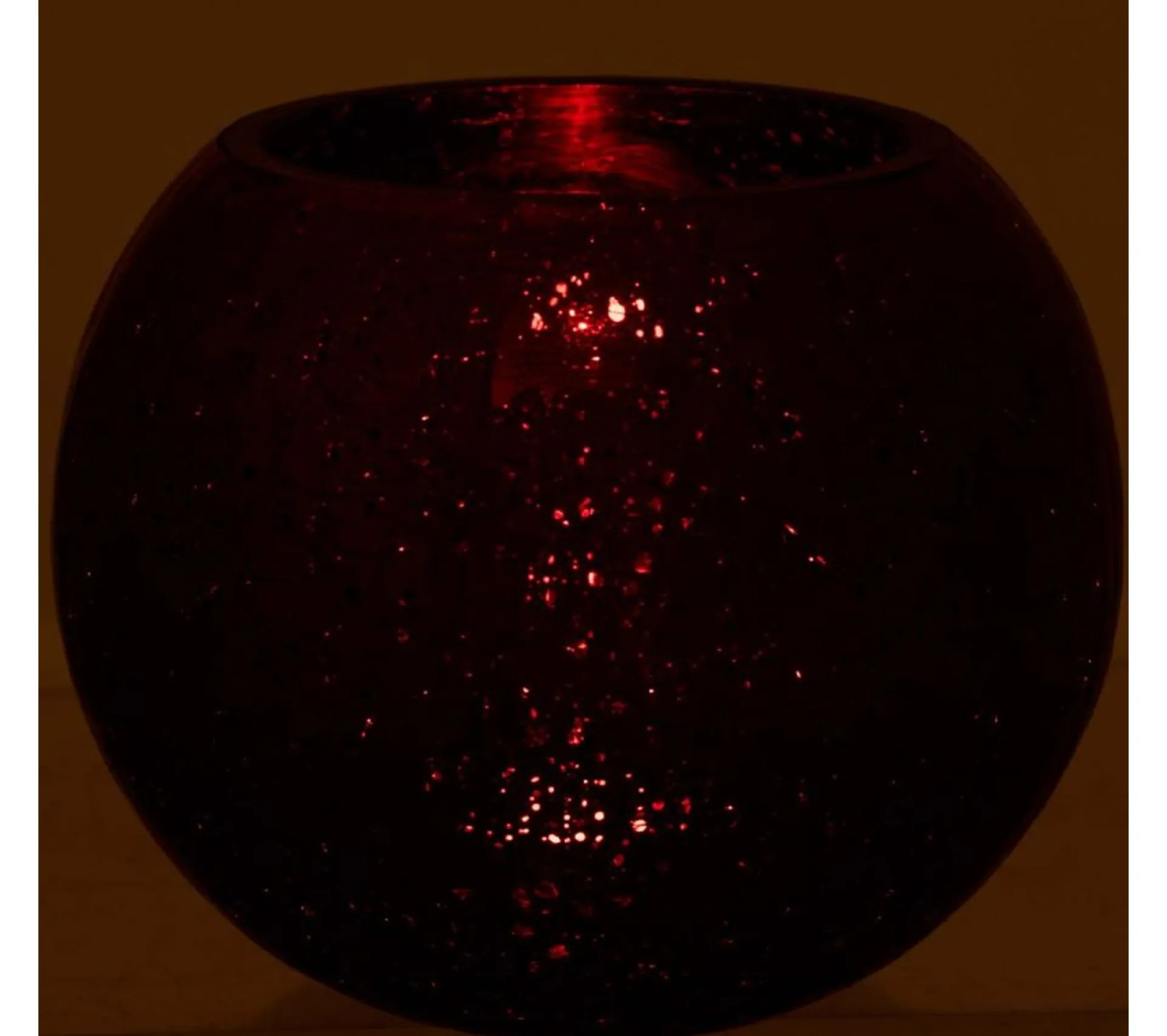 Clearance * Photophore En Verre "Boule Craquelee" 20Cm Rouge