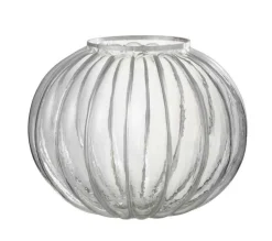New * Photophore En Verre "Boule" 29Cm Argent