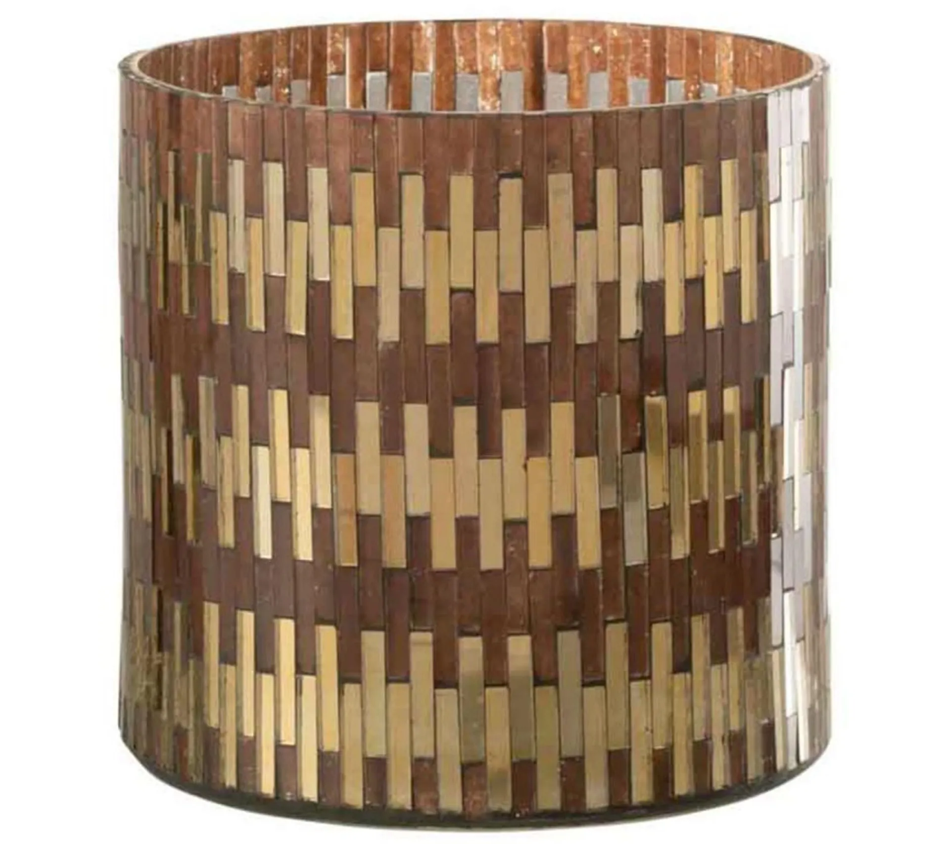 Flash Sale * Photophore En Verre Déco "Chic" 15Cm Marron Et Or