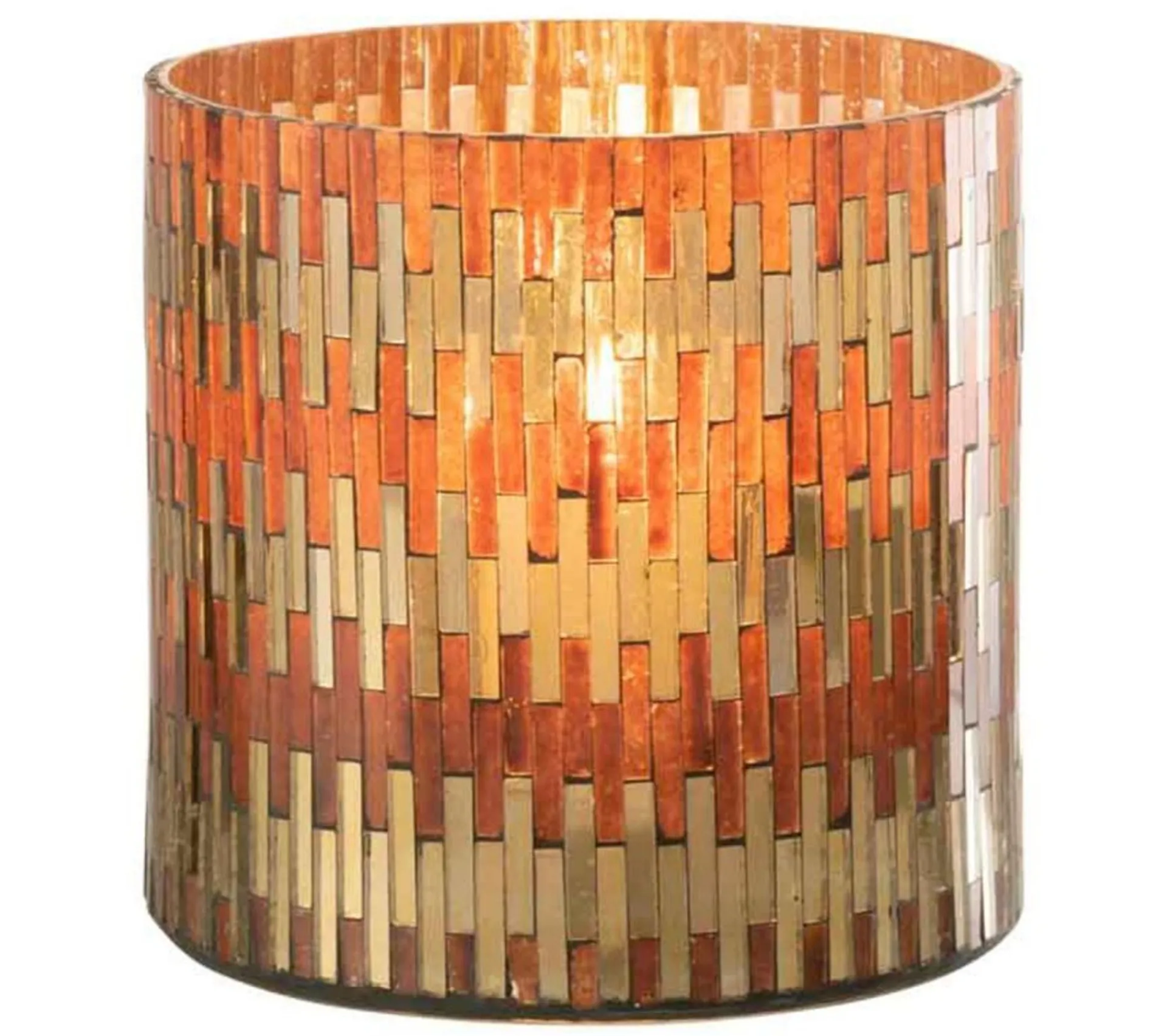 Flash Sale * Photophore En Verre Déco "Chic" 15Cm Marron Et Or