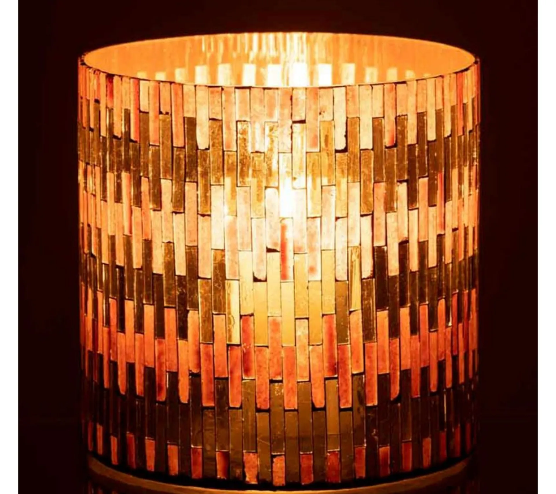 Flash Sale * Photophore En Verre Déco "Chic" 15Cm Marron Et Or