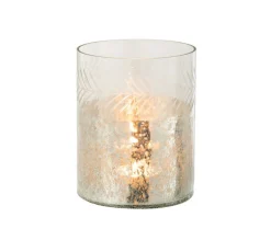 Hot * Photophore En Verre Déco "Craquele" 20Cm Argent