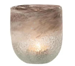Best Sale * Photophore En Verre Design "Scavo" 15Cm Gris