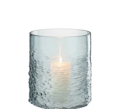 Clearance * Photophore En Verre Design "Sladia" 22Cm Bleu