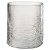 New * Photophore En Verre Design "Sladia" 22Cm Gris