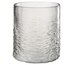 New * Photophore En Verre Design "Sladia" 22Cm Gris
