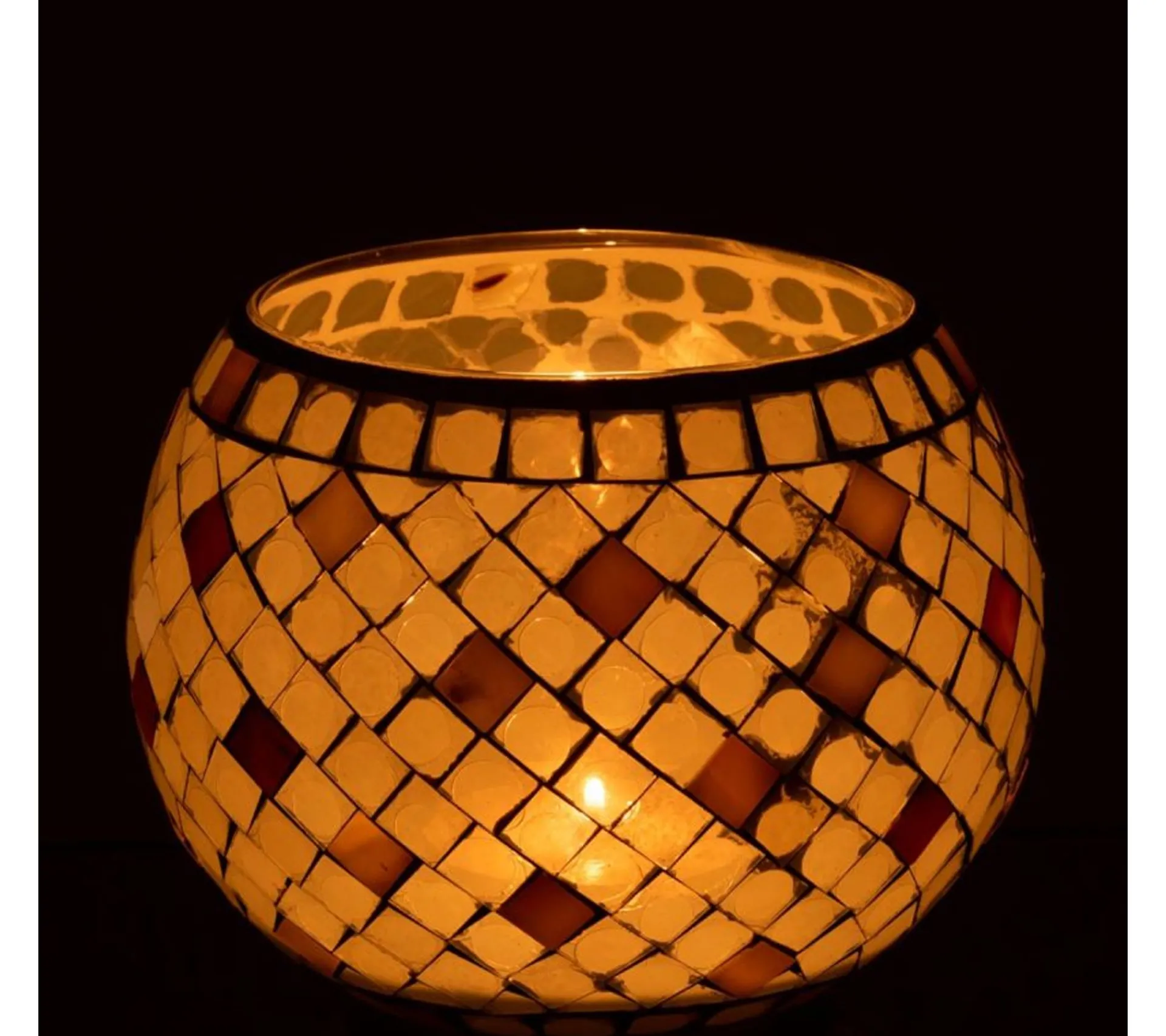Clearance * Photophore En Verre Design "Miosai" 15Cm Gris