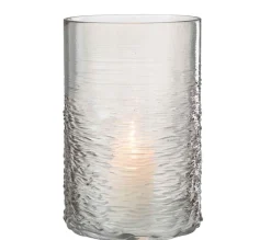 Sale * Photophore En Verre Design "Sladia" 30Cm Gris