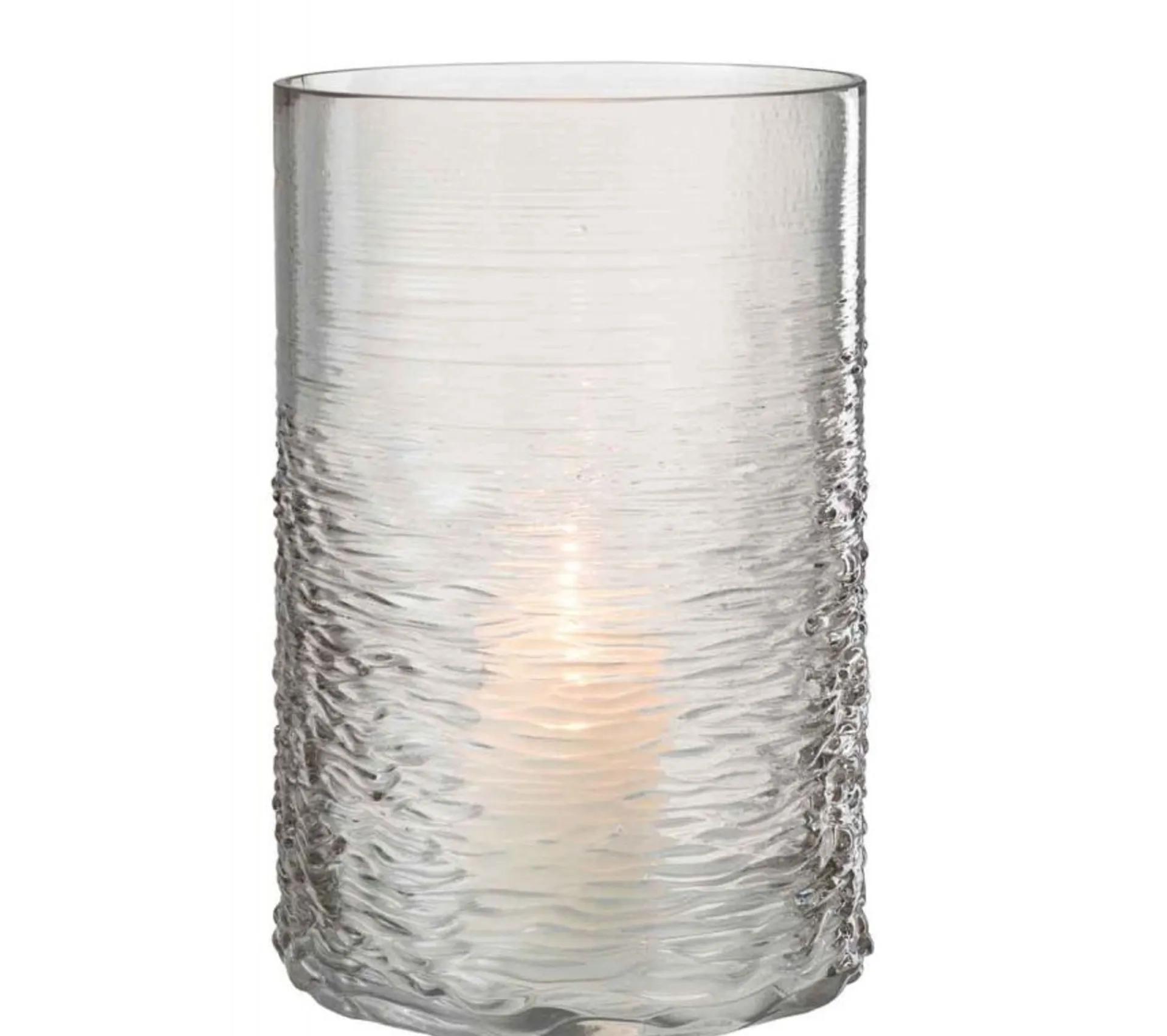 Sale * Photophore En Verre Design "Sladia" 30Cm Gris