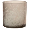 Best * Photophore En Verre Design "Herbe" 15Cm Beige