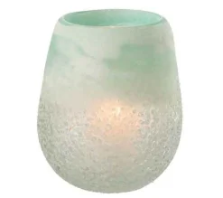 Outlet * Photophore En Verre Design "Scavo" 16Cm Aqua